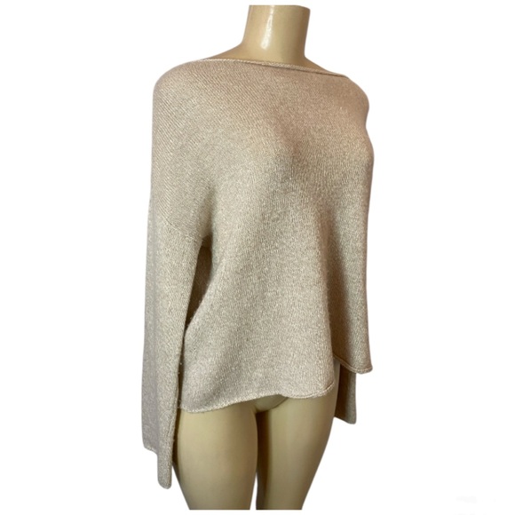 W.Cashmere Cora Boat Neck Sweater Linen Cashmere Blend Beige Oversized Size XS - Picture 2 of 6